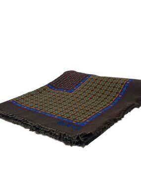 GUCCI Old Gucci Dark Brown Blue Multi Wool Scarf